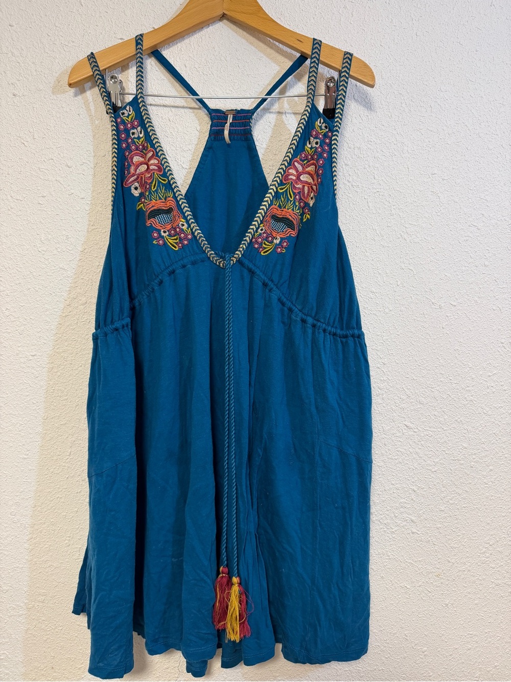 Free People Turquoise Lovers Cove Mini Dress large